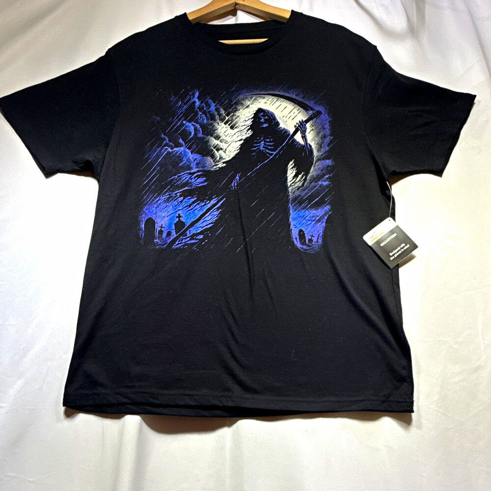 Way to Celebrate! Halloween Men's Black Graphic Print Crew Neck T-Shirt Size L